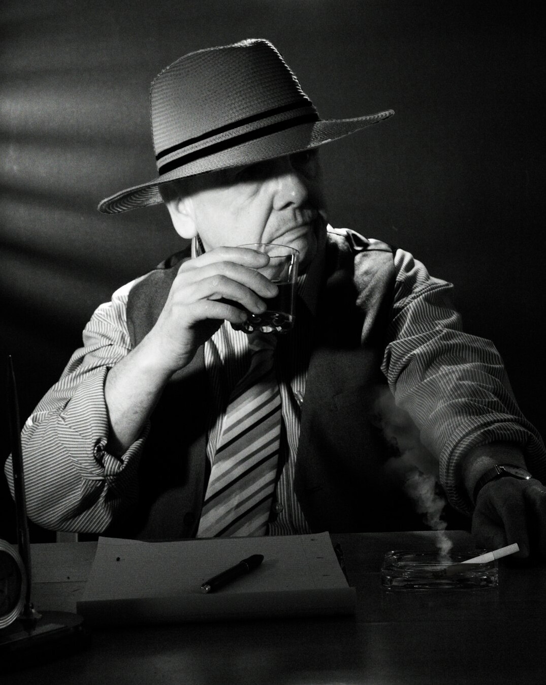 detective examining financial documents
